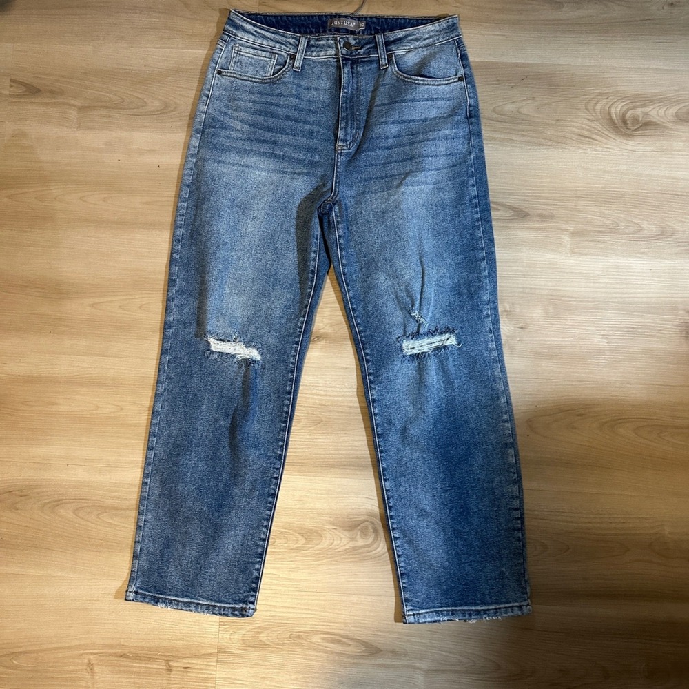 JUSTUSA Distressed Dad Jean Medium Denim 30 Womens AB132 NEW
